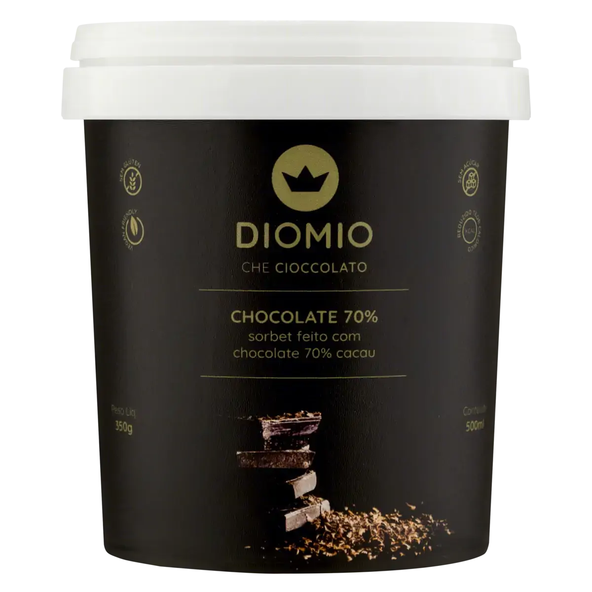 Sorbet Chocolate 70 Cacau Zero Açúcar Dio Mio Pote 500ml