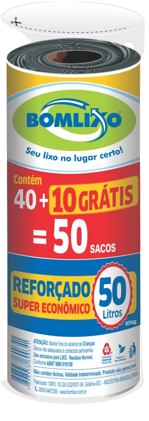 Saco Lixo Bomlixo 50lt Preto Rolo C/50