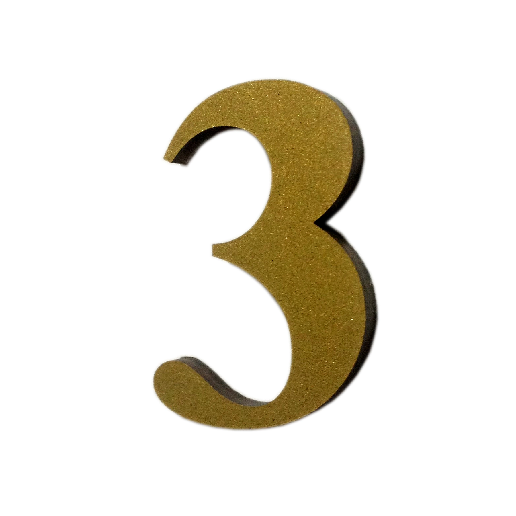 Número Apartamento "3" 4cm Adesivo Acrílico Ouro