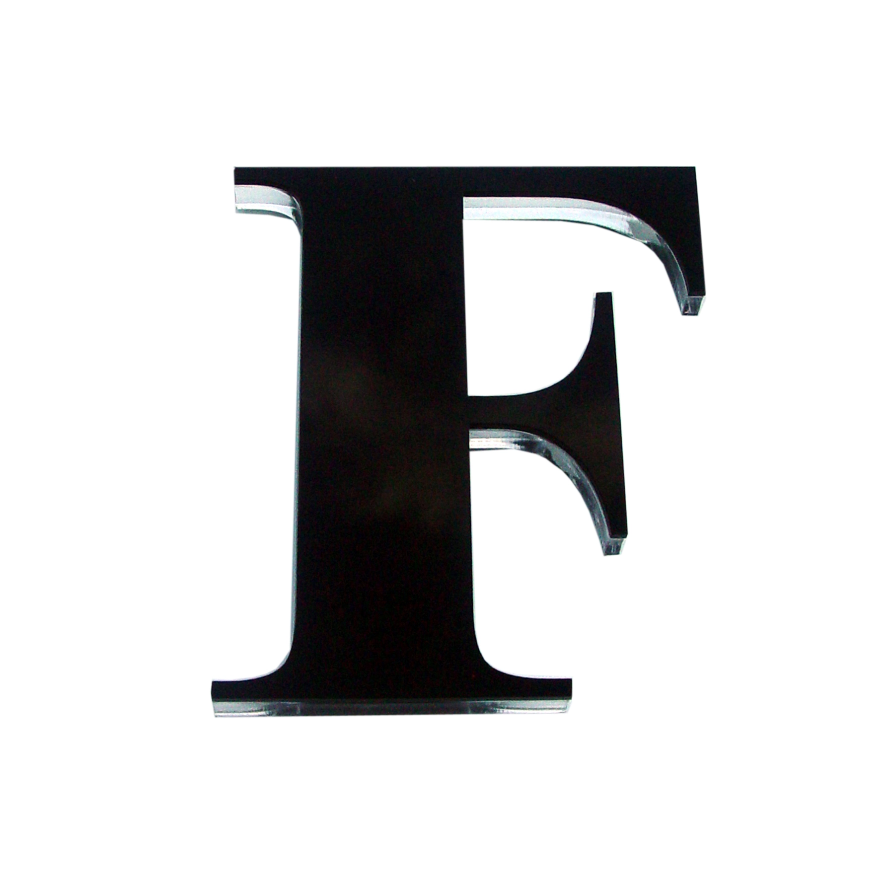 Letra Casa "F" 11cm Adesivo Acrílico Preto