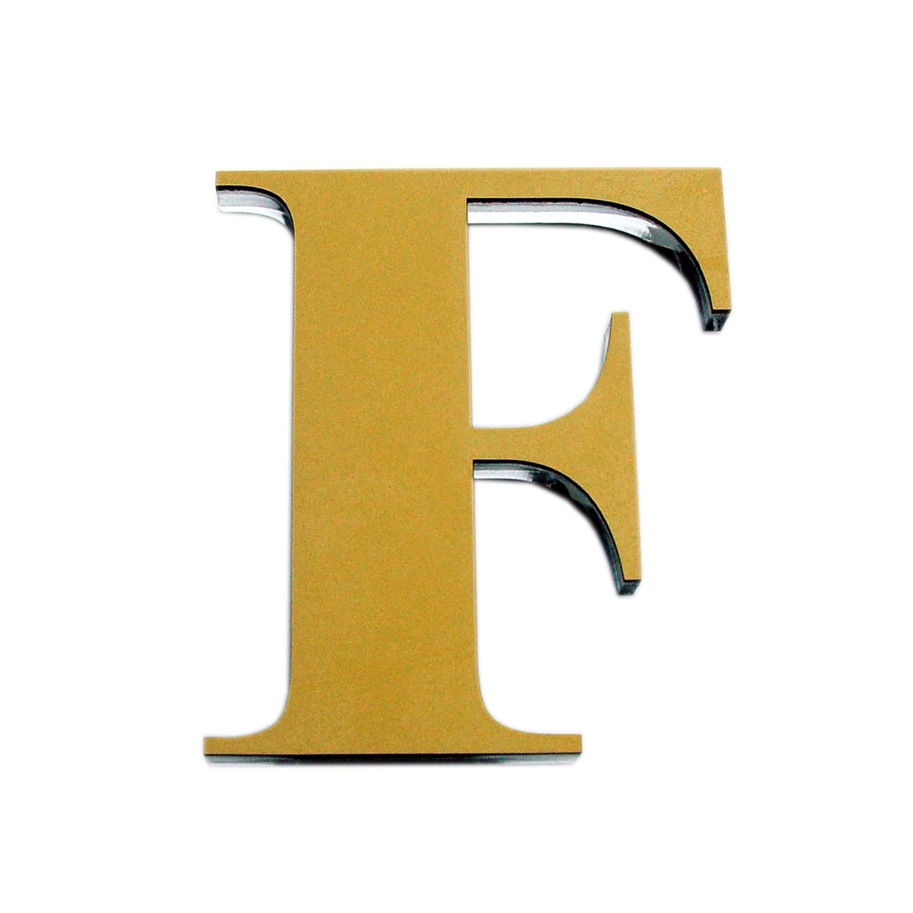 Letra Casa "F" 11cm Adesivo Acrílico Ouro