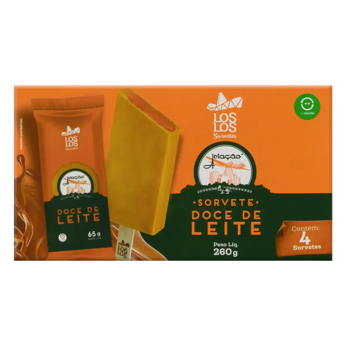 Pack Mini Paleta Doce De Leite Aviação Los Los Caixa 260g 4 Unidades