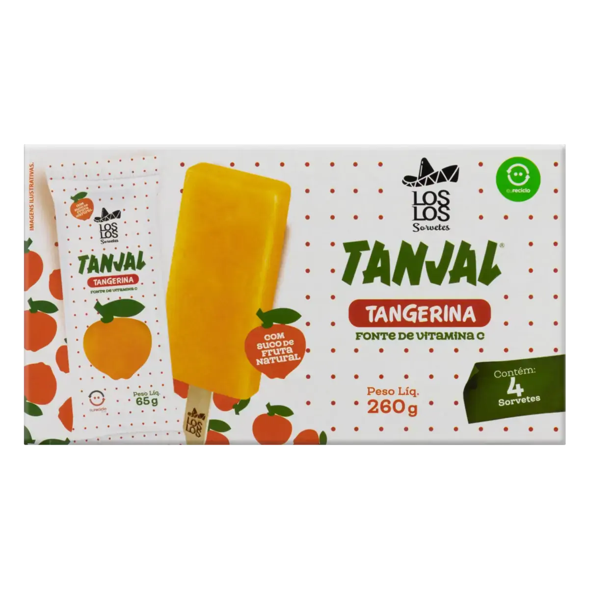 Pack Mini Paleta Tangerina Los Los Caixa 260g 4 Unidades