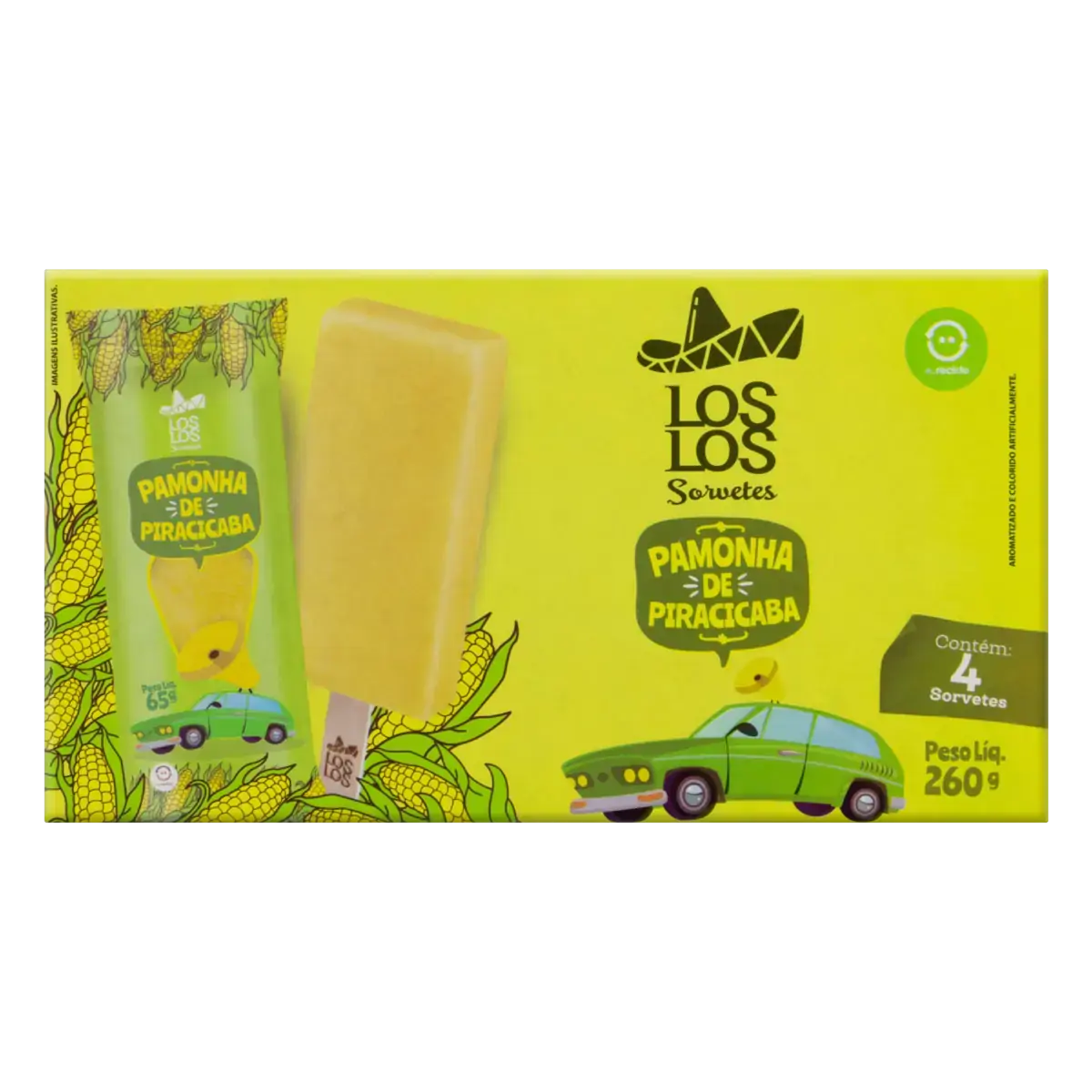 Pack Mini Paleta Pamonha De Piracicaba Los Los Caixa 260g 4 Unidades