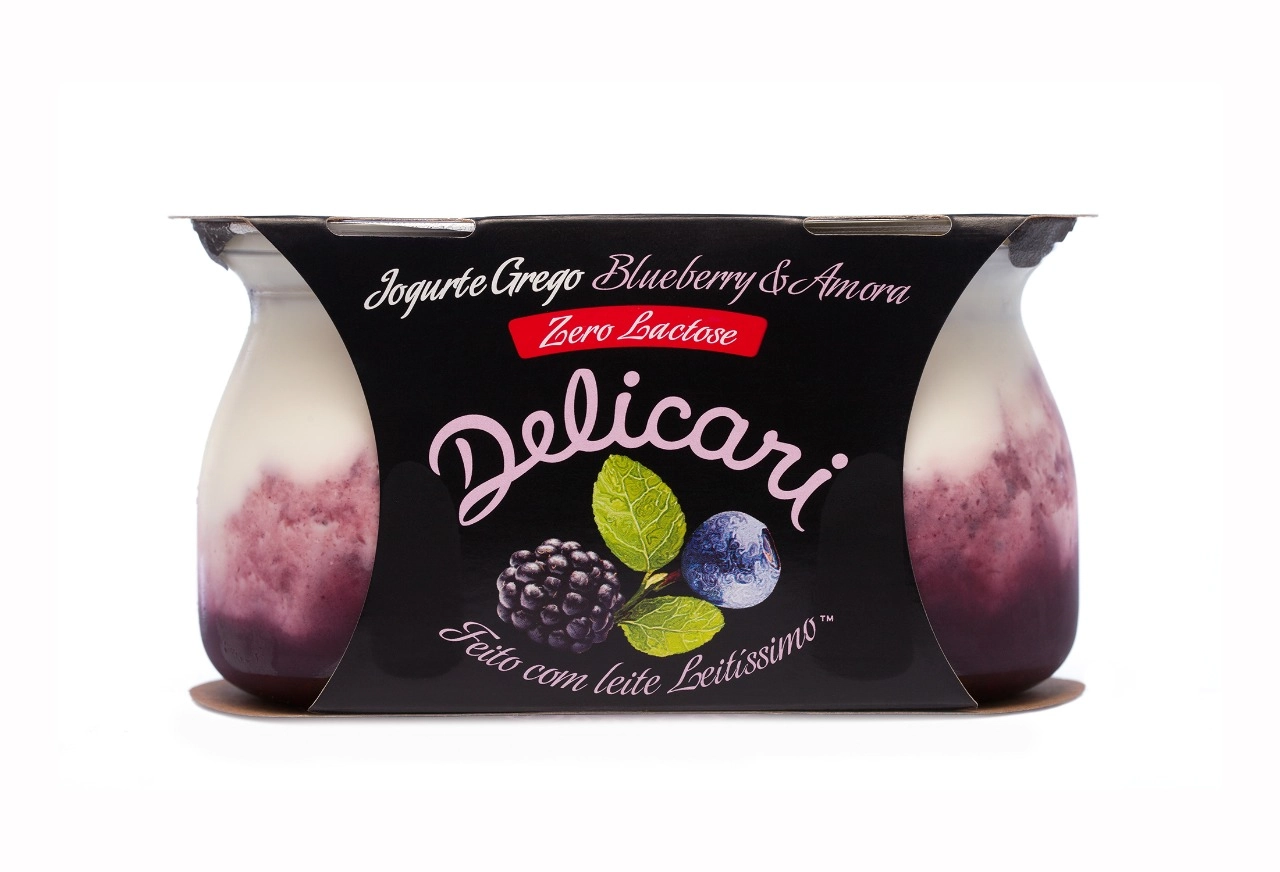 Iogurte Integral Grego Blueberry Amora Zero Lactose Delicari Copo 340g 2 Unidades