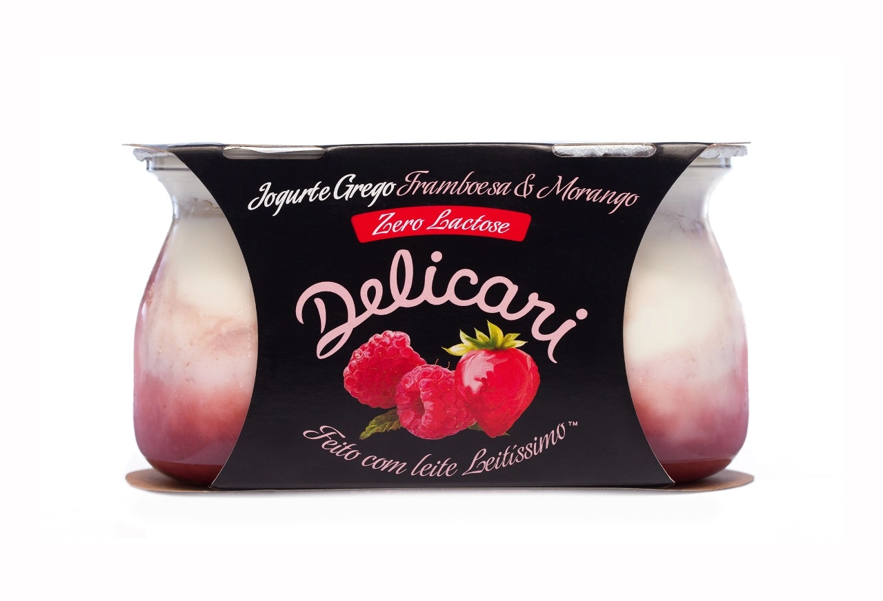 Iogurte Grego Zero Lactose Morango Franboesa Delicari 340g