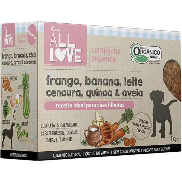 Ração Orgânica Cães Filhotes Sabor Frango Chia Quinoa E Leite All Love 900g