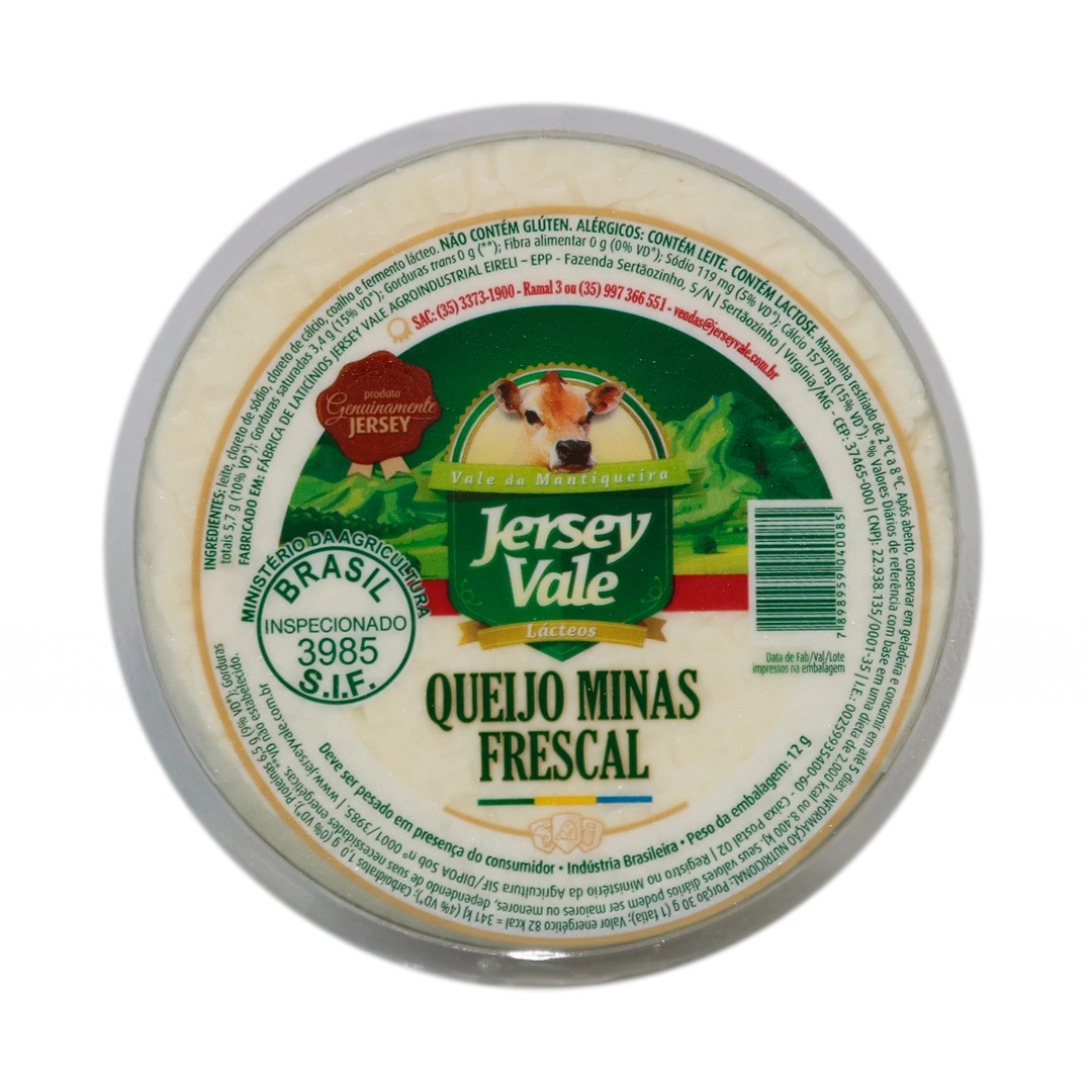 Queijo Minas Padrao 0,500 Kg Jersey Vale Ncm: 04069020