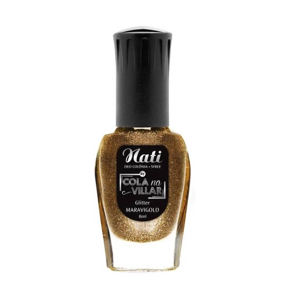 Esmalte Nati Cola Na Villar Glitter Maravigold 8ml