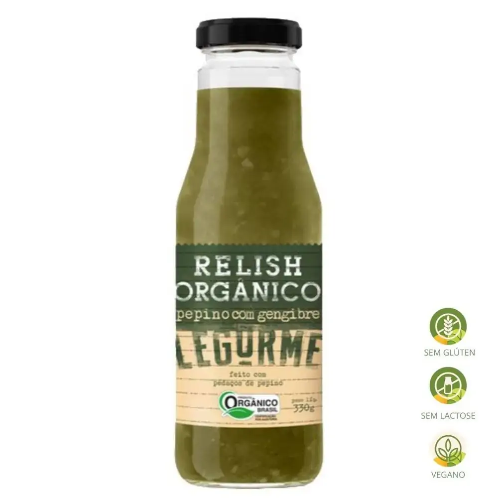 Relish Orgânico De Pepino Com Gengibre Legurmê 330g