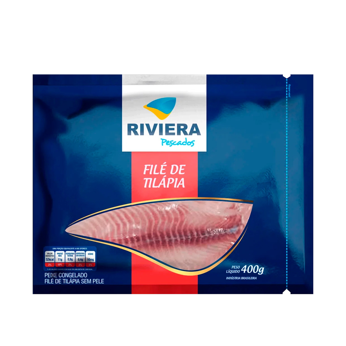 Filé De Tilápia Congelado Sem Pele Riviera Pacote 400g