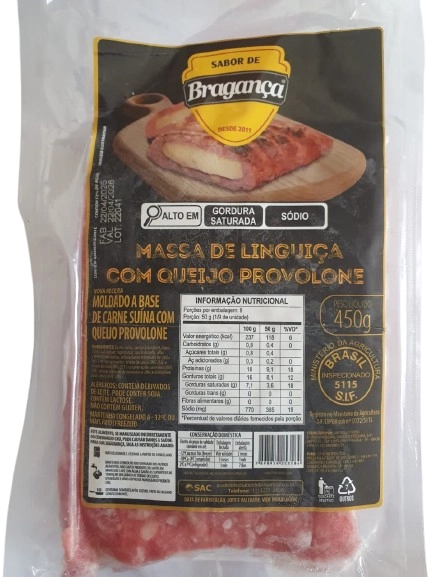 Massa De Linguica Com Provolone 450 Gramas Caixa 16 Pct