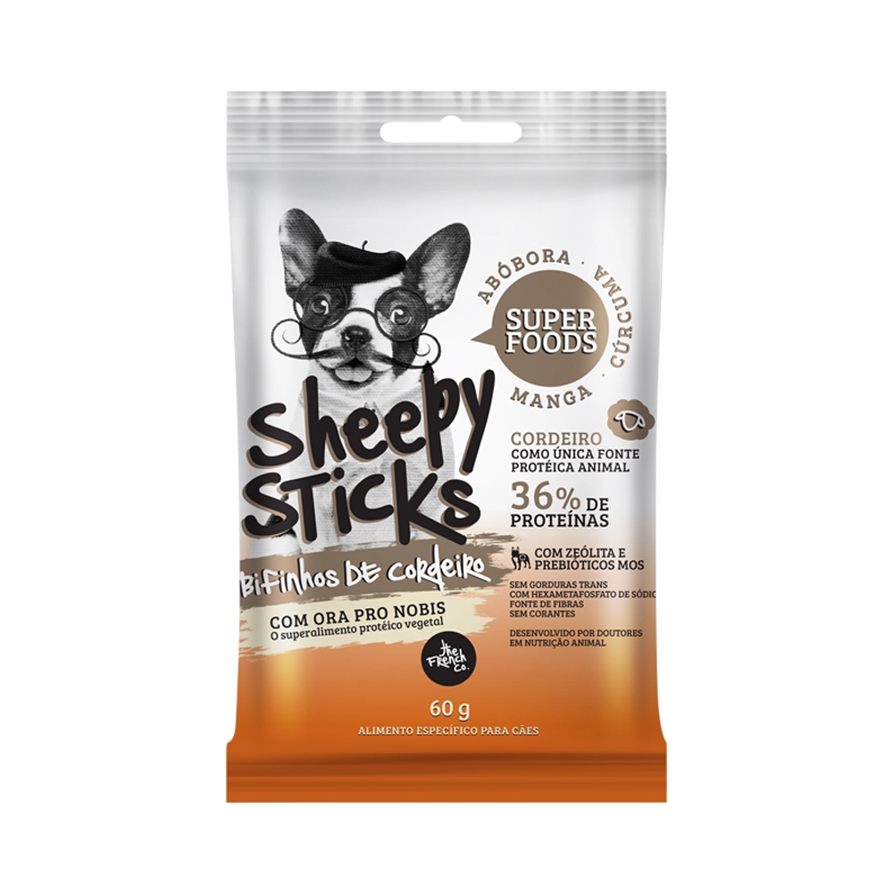 Sheepy Sticks, Bifinhos De Cordeiro, Manga Abóbora Cúrcuma The French Co. Raça Adulto, Sabor Cordeir