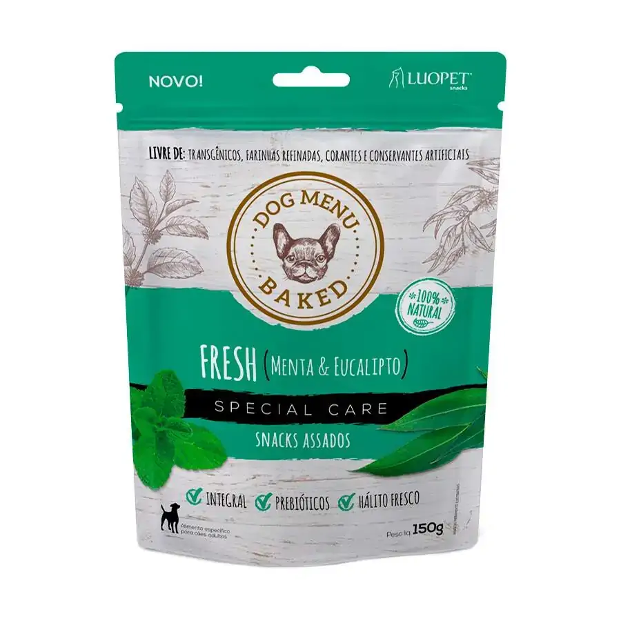 Biscoito Luopet Fresh Sabor Menta Eucalipto Para Cães Adultos 150g