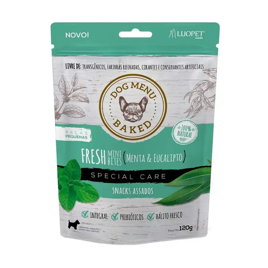 Biscoito Luopet Fresh Mini Sabor Menta Eucalipto Para Cães Adultos De Raças Pequenas