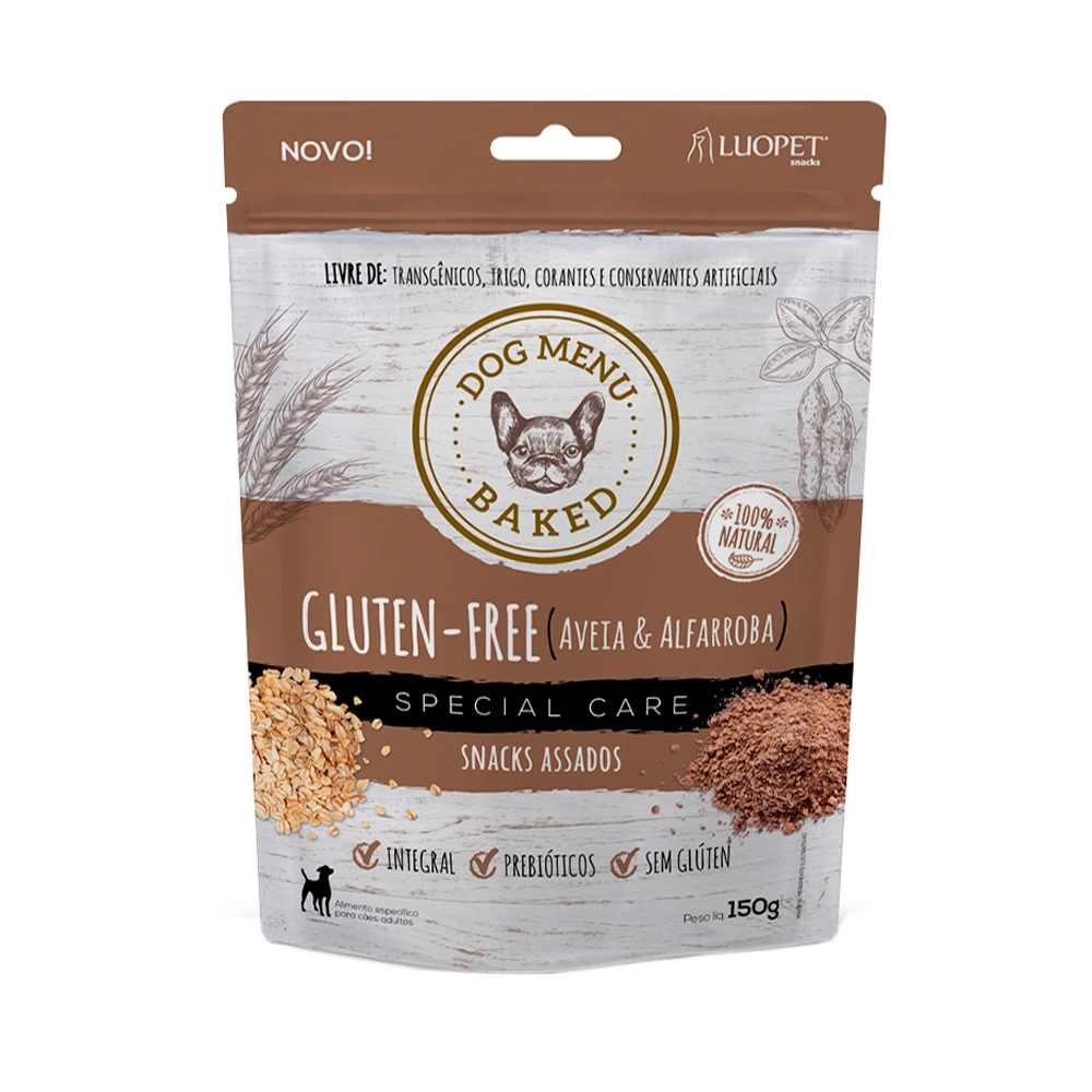 Biscoito Lupet Gluten Free Sabor Aveia Alfarroba Para Cães Adultos 150g