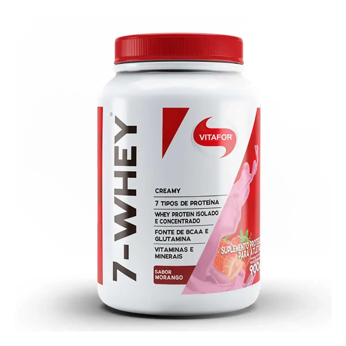 7-Whey Creamy Whey Protein Morango Vitafor 900g
