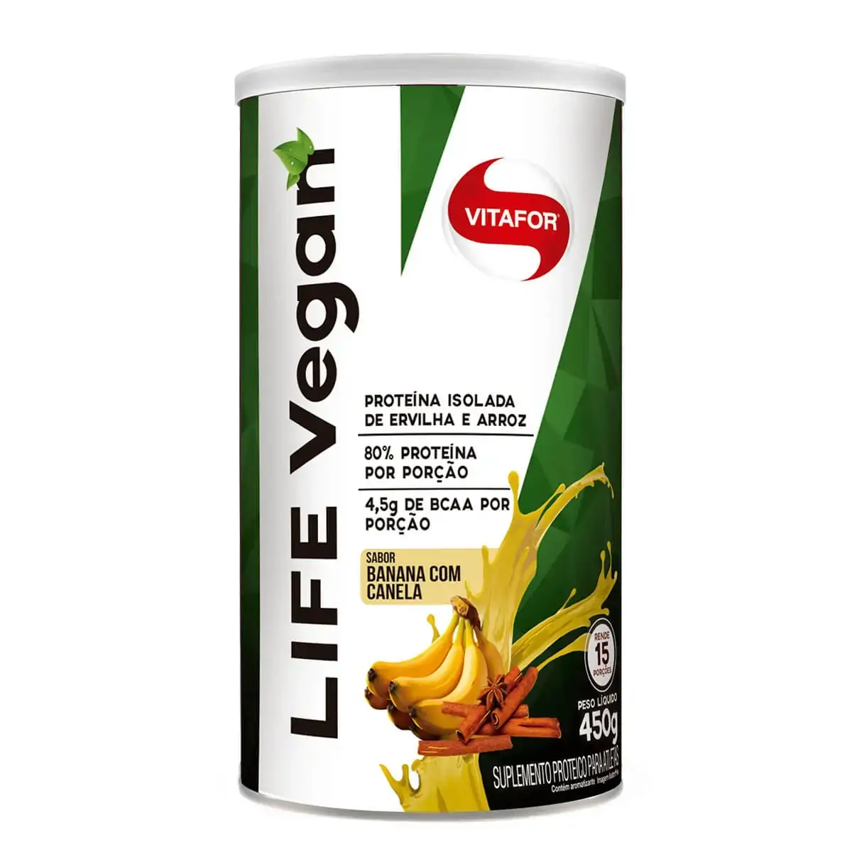 Life Vegan - 450g Banana C/ Canela - Vitafor Proteína Vegan