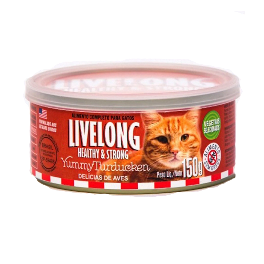 Alimento úmido Gatos sabor Delícias De Aves 150gr - Livelong