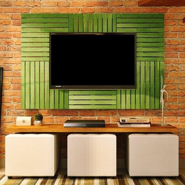 Painel De Tv Em Placa Modular 50x50cm Madersilva Verde Folha
