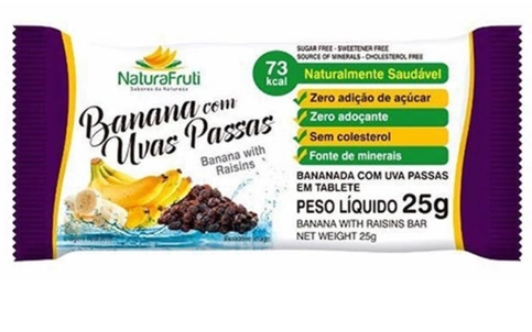 Bananada Natural Com Uvas Passas 25g
