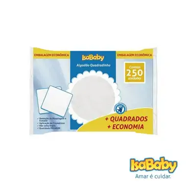 Isababy Algodao Quadradinho 250 Unidades
