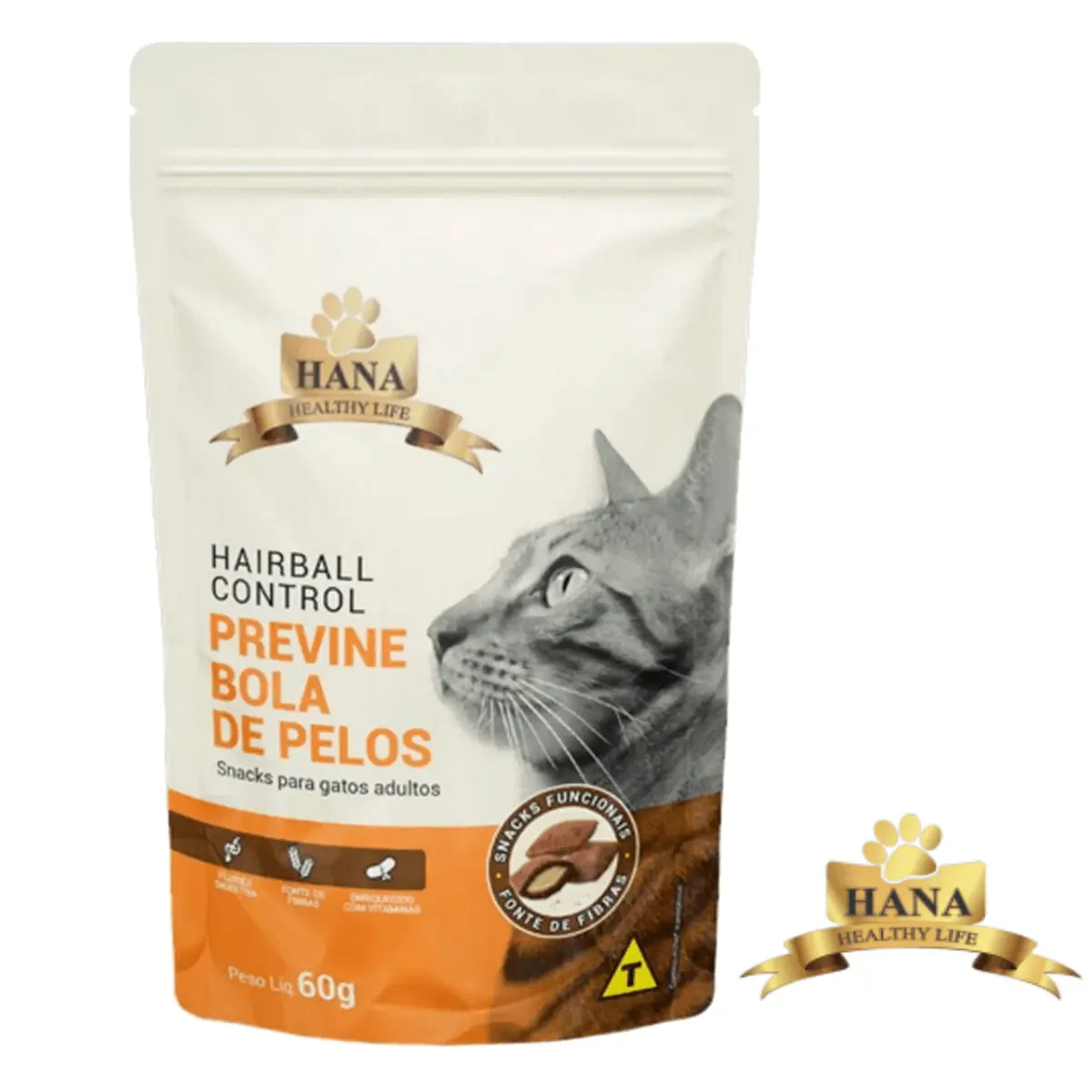 Petiscos Hana Nuggets para Gatos Hairball Control 60G