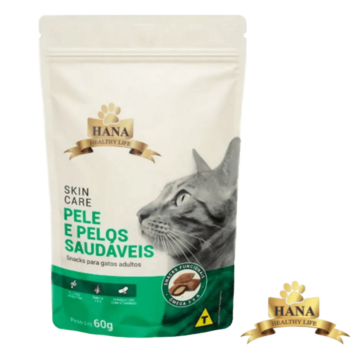 Petiscos Hana Nuggets para Gatos Skin Care 60G