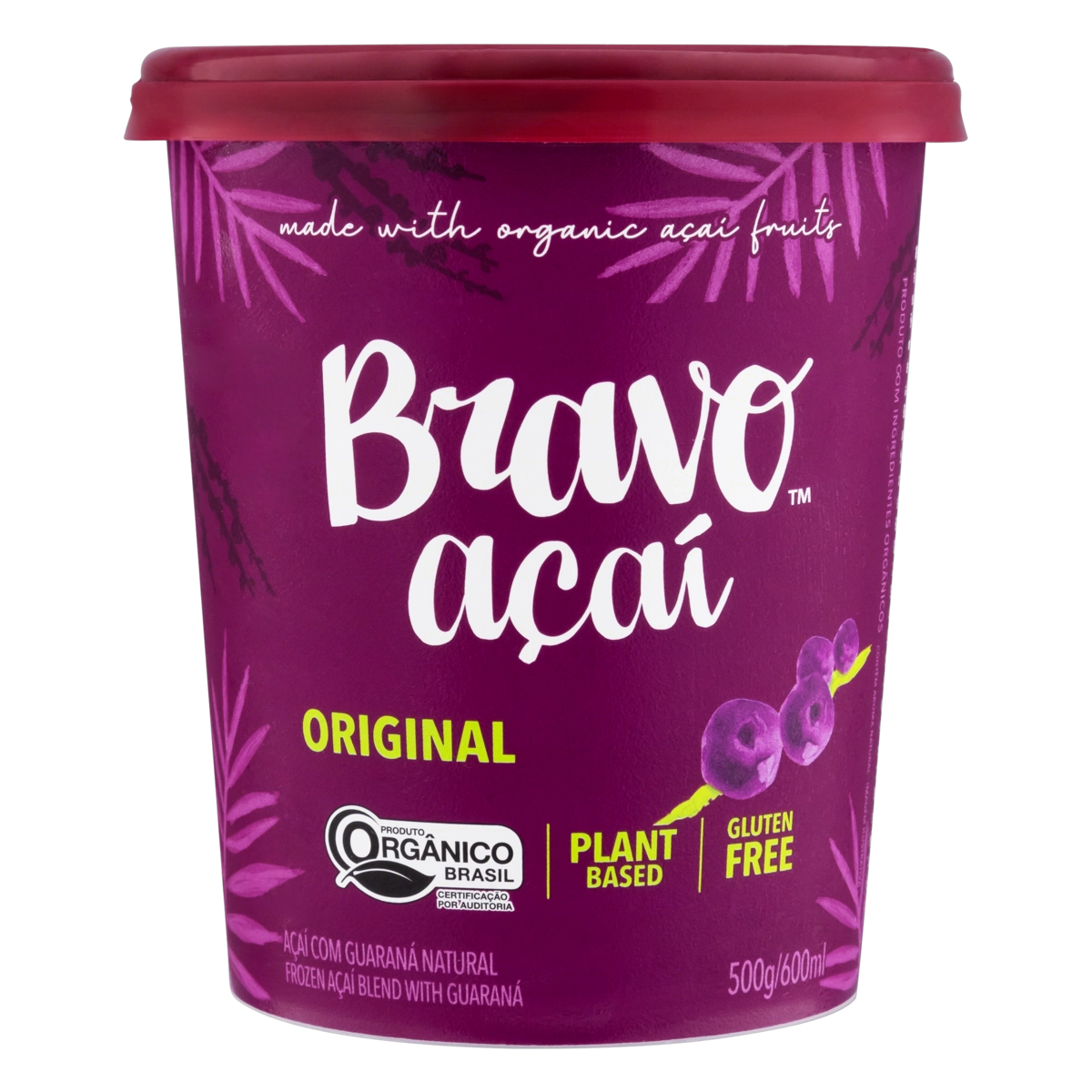Açaí Orgânico Original Bravo Açaí Pote 600ml