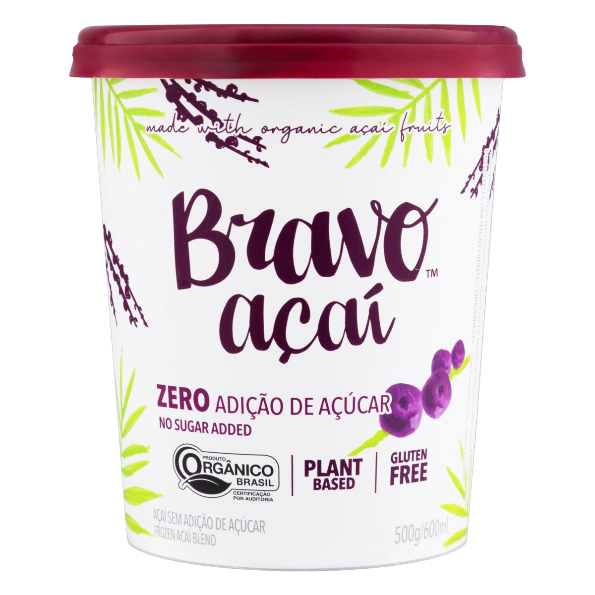 Açaí Orgânico Bravo Açaí Pote 600ml