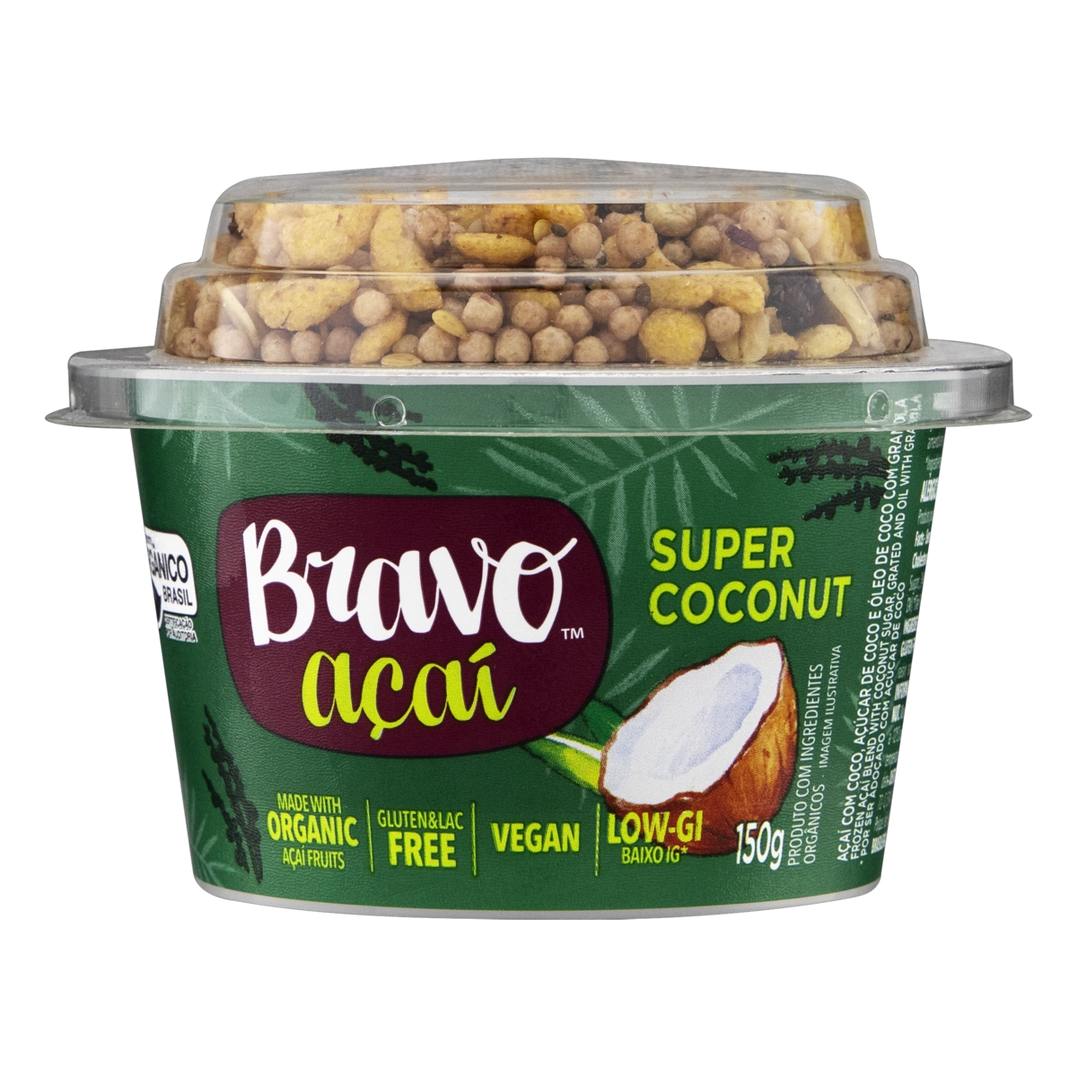 Açaí Com Granola Orgânico Super Coconut Bravo Açaí Pote 150g