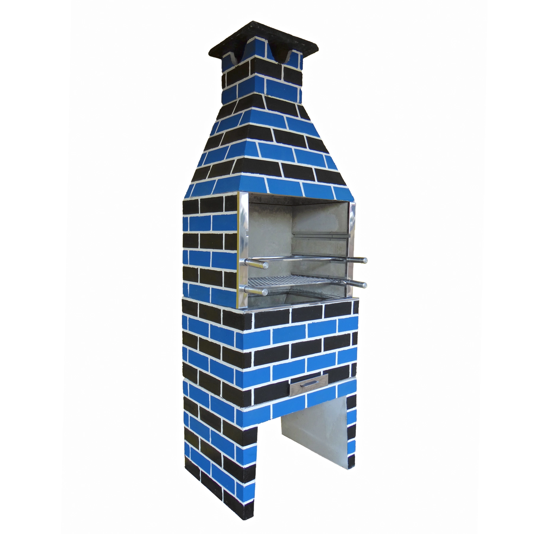 Churrasqueira Pré-Moldada Concreto Refratário 74cm Estilo Azul Preta 17 peças Atacadão Lazer