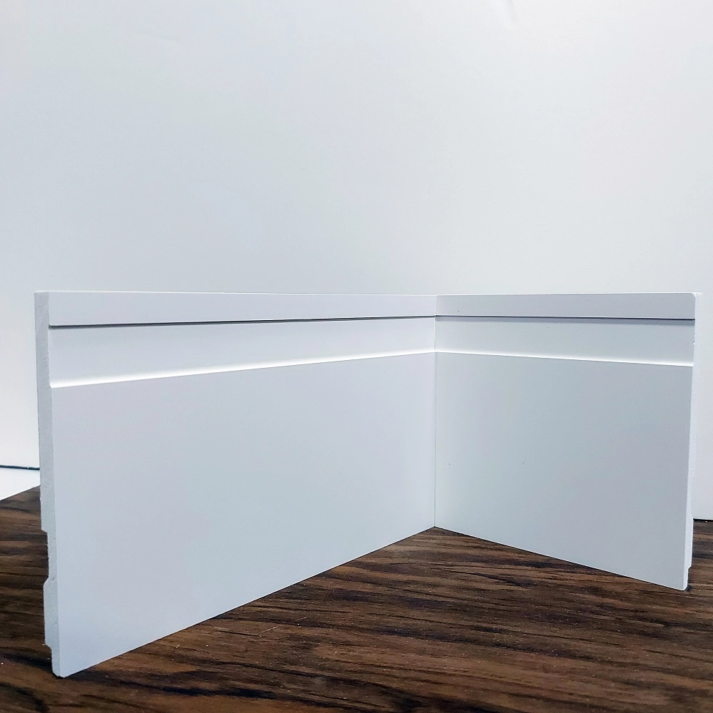 Kit 10 Barras Rodapé De Poliestireno 12cm de Altura Frisado Branco - 12x1x240cm - Formix 3D