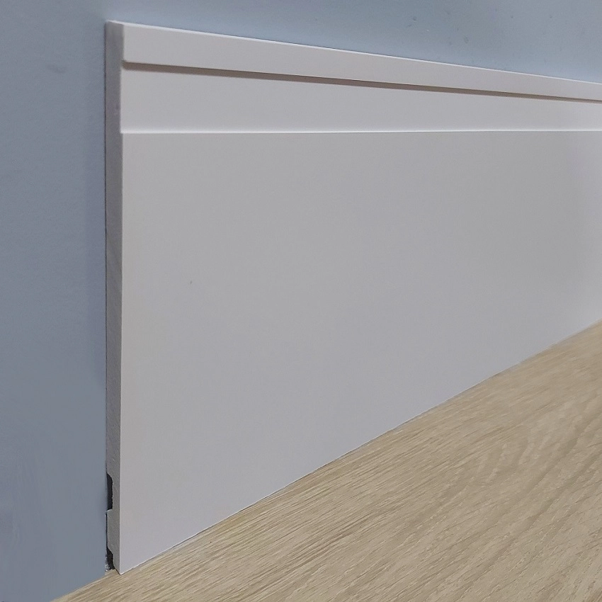 Kit 10 Barras Rodapé Poliestireno 20cm de Altura Frisado Branco  (20x1x240cm) - Formix 3D