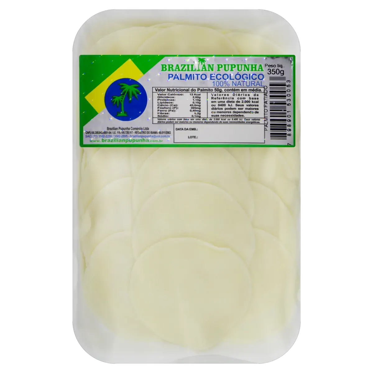 Palmito Fatiado Ecológico Brazilian Pupunha 350g