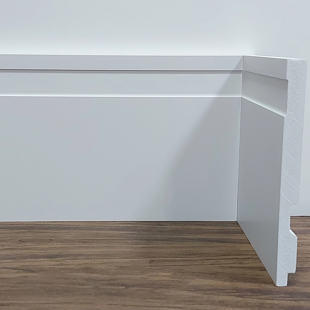Rodapé Poliestireno 10cm de Altura Frisado Branco (10x1x240cm) - Formix 3D