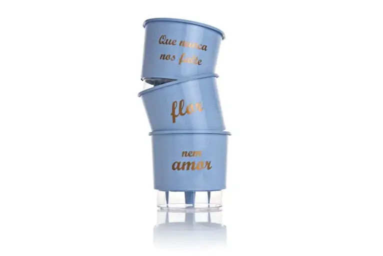 Kit De Vasos Autoirrigáveis Que Nunca Nos Falte Flor Nem Amor Azul Serenity