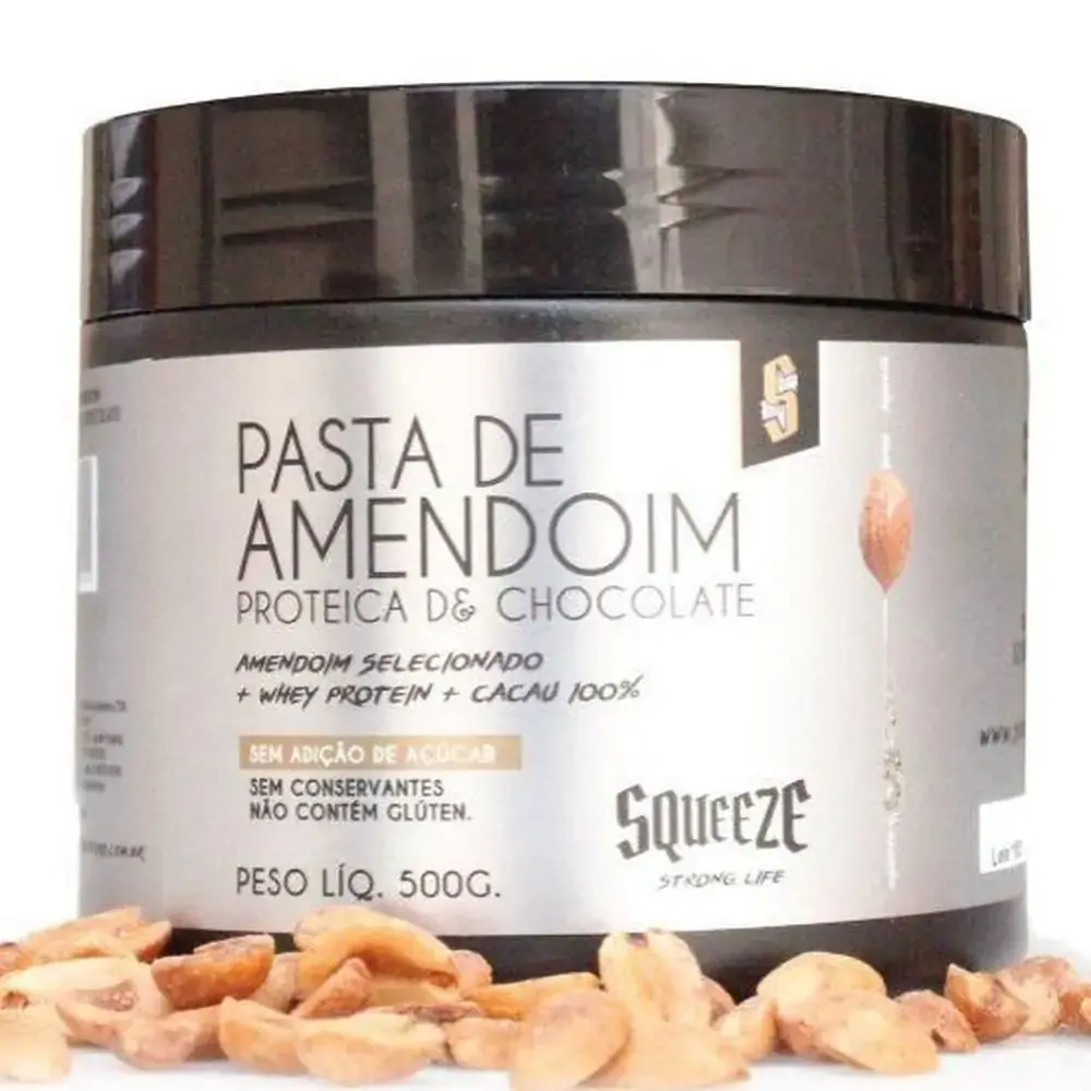 Pasta De Amendoim Proteica Chocolate 500 Gr Squeeze Strong Life