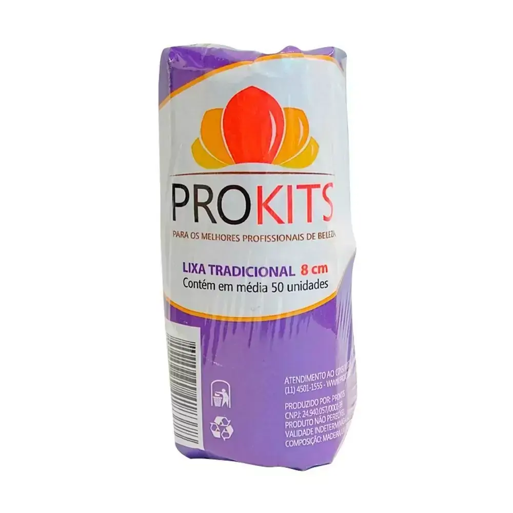 Lixa de Unha Tradicional 8cm com 50un Prokits Ref 177
