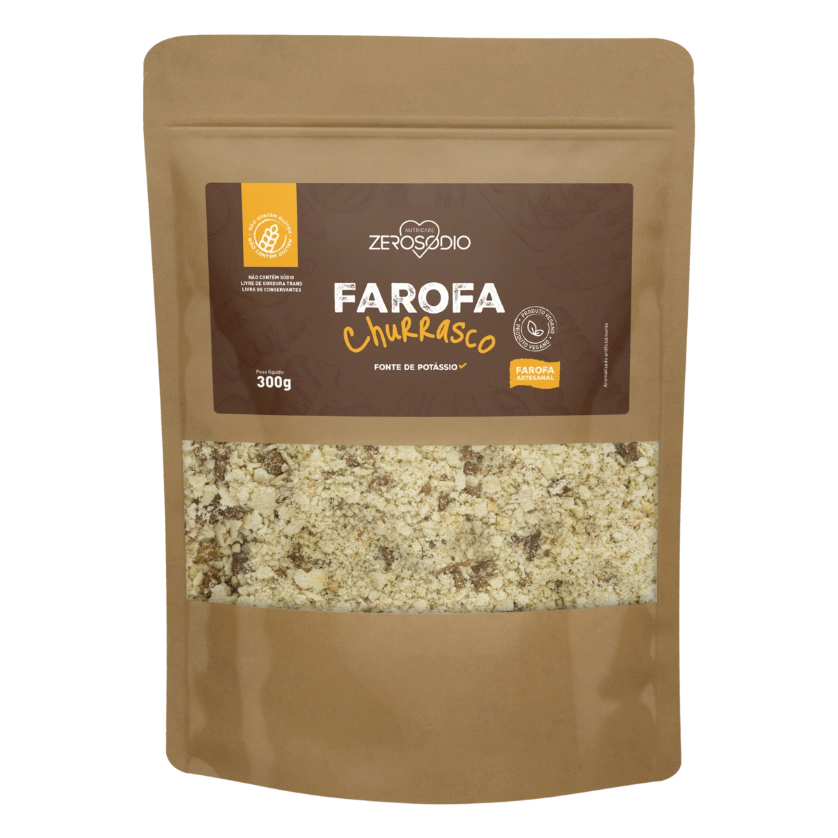 Farofa De Mandioca Churrasco Zero Sódio Pouch 300g