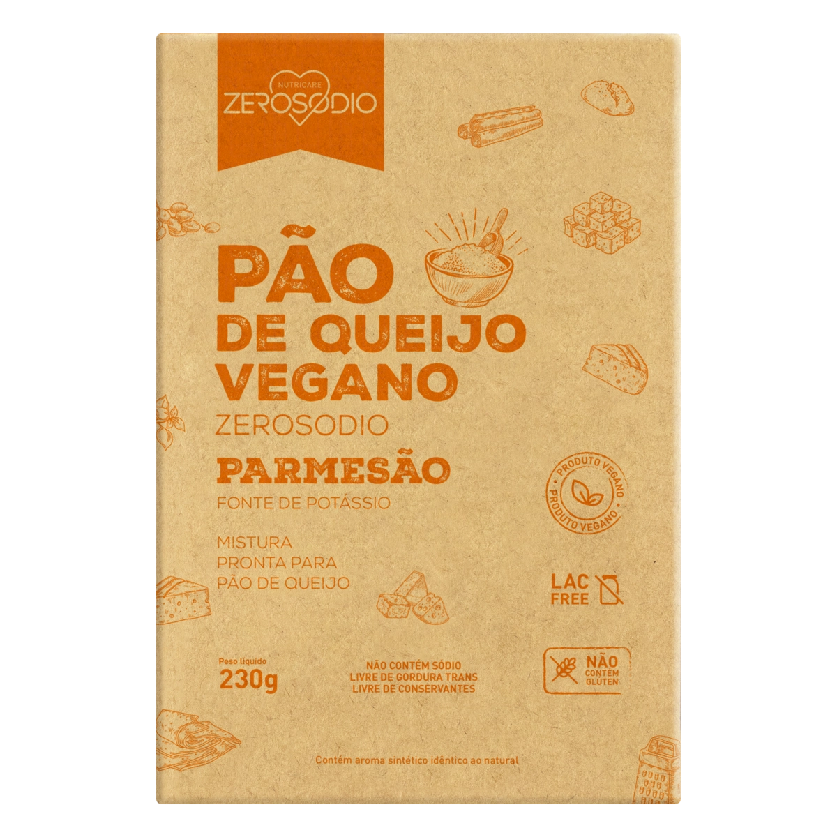 Mistura Para Pão De Queijo Vegana Parmesão Zero Lactose Zero Sódio Caixa 230g