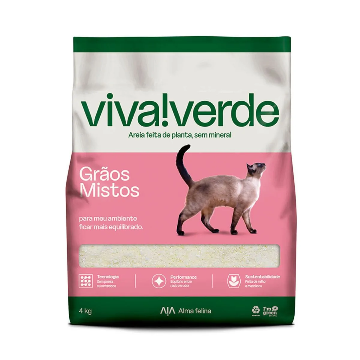 Areia Higiênica Biodegradável Vida Descomplicada Viva Verde 4kg