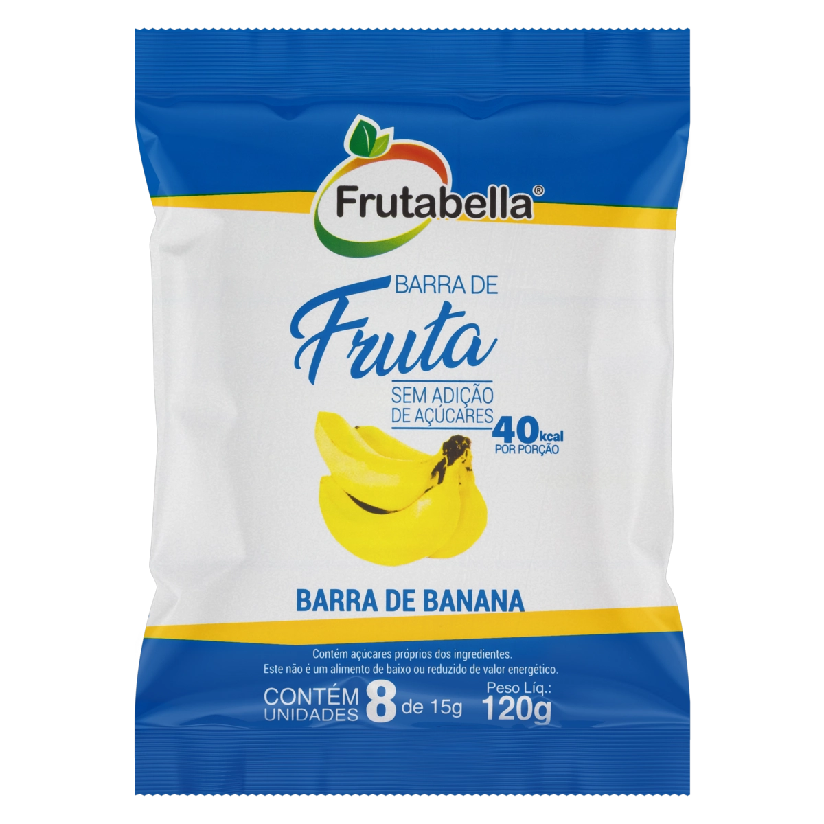 Barra De Frutas Banana Sem Adição De Açúcar Frutabella Pacote 120g 8 Unidades