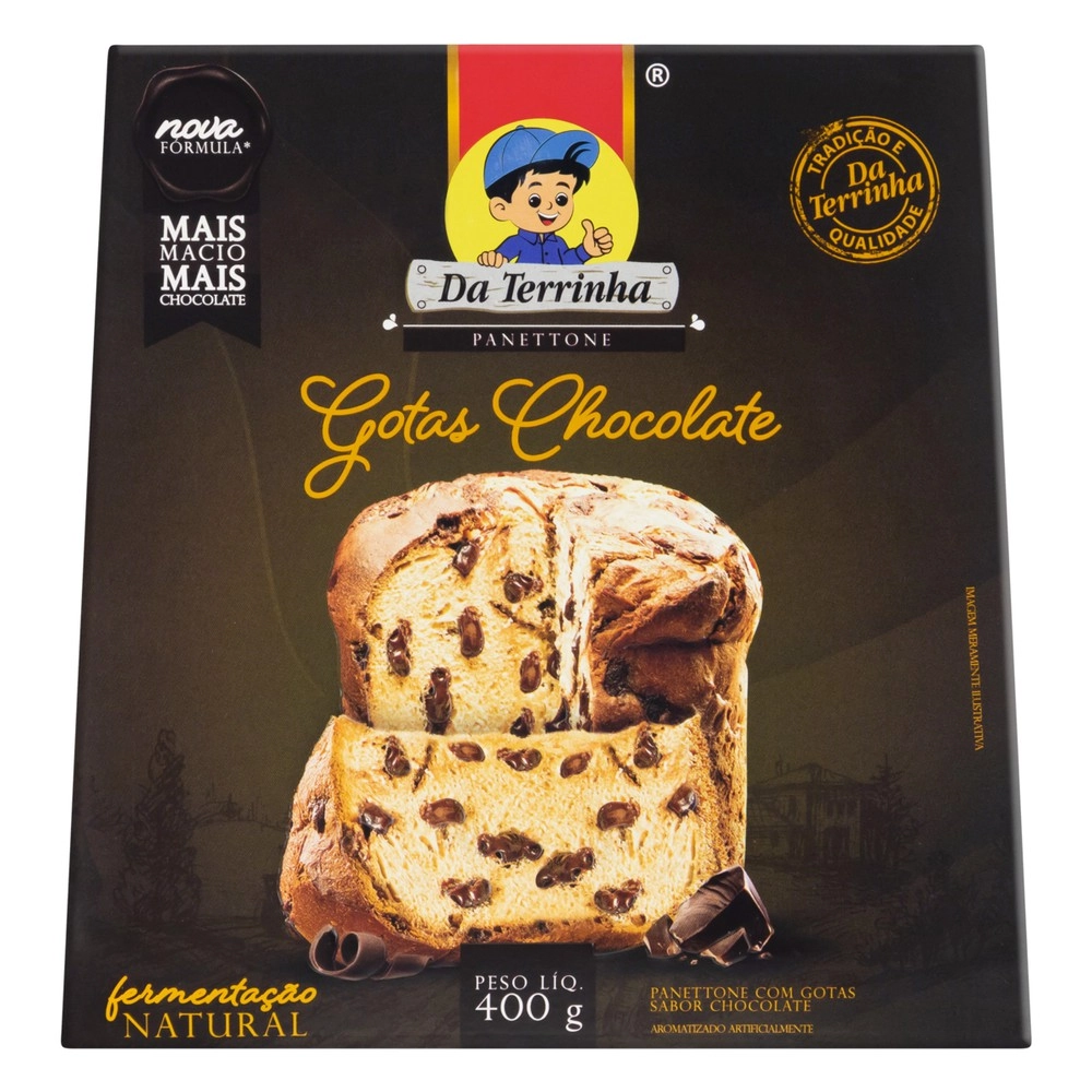 Panettone Com Gotas De Chocolate Da Terrinha Caixa 400g