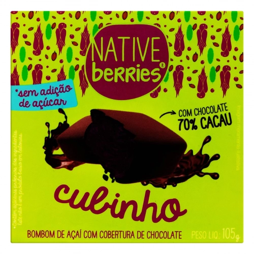 Bombom Açaí Cobertura Chocolate 70 Cacau Native Berries Caixa 105g
