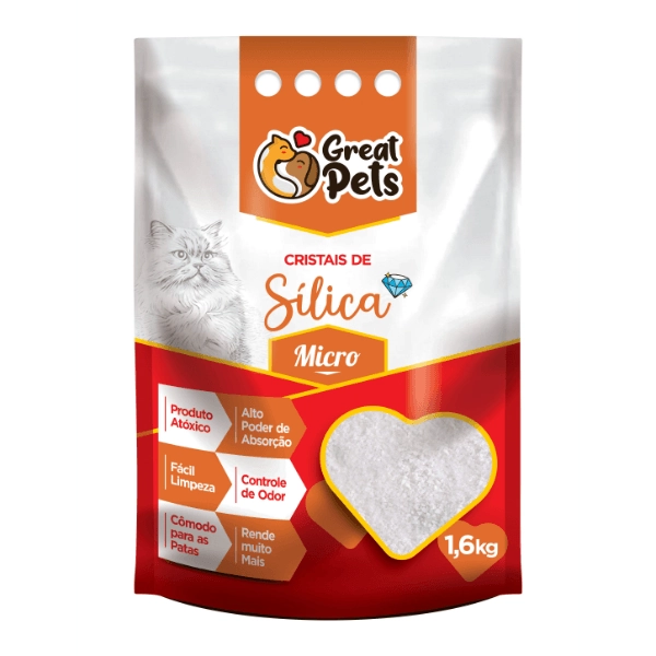 Areia Silica Para Gatos 1,6 Kg Great Pets Fina