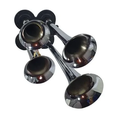 Buzina de Metal Cromada 4 Cornetas Bivolt - KAUAI AUTOMOTIVO K10070