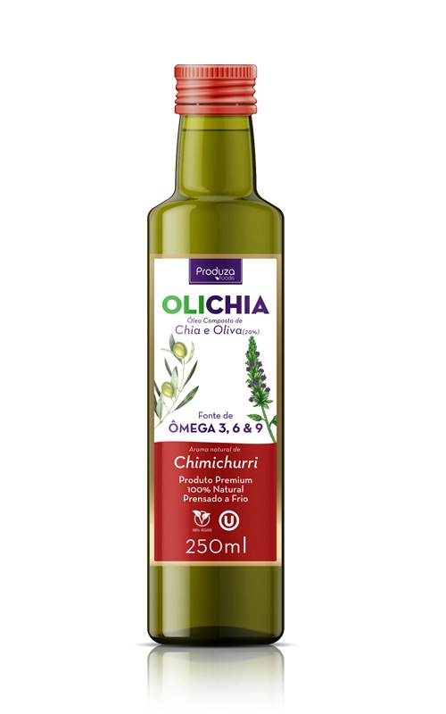 óleo Composto De Chia E Oliva Extra Virgem Paraguaio Chimichurri Produza Foods Olichia Premium Vidro