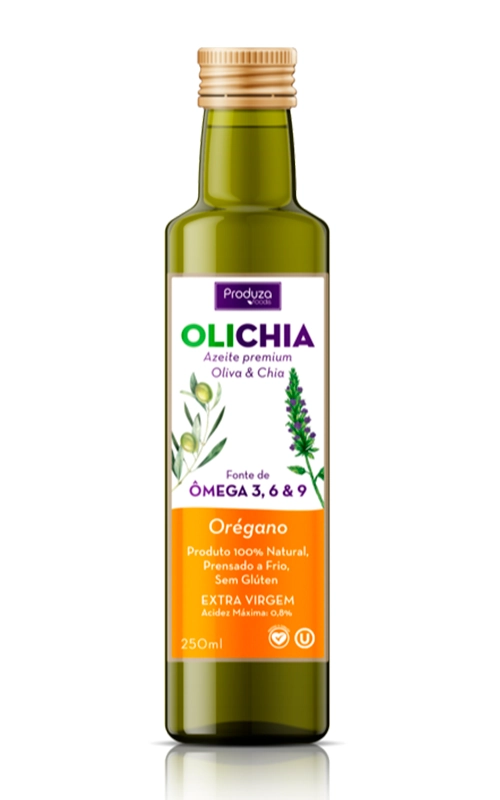óleo Composto De Chia E Oliva Extra Virgem Paraguaio Orégano Produza Foods Olichia Premium Vidro 250