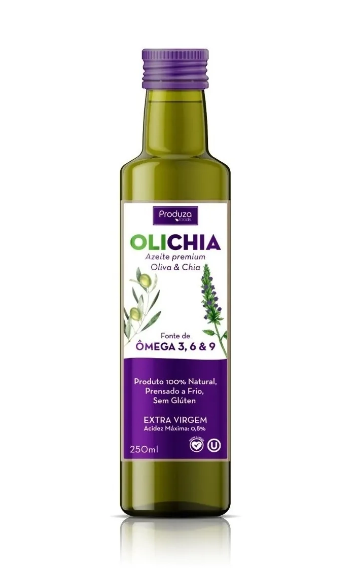 óleo Composto De Chia E Oliva Extra Virgem Paraguaio Produza Foods Olichia Premium Vidro 250ml